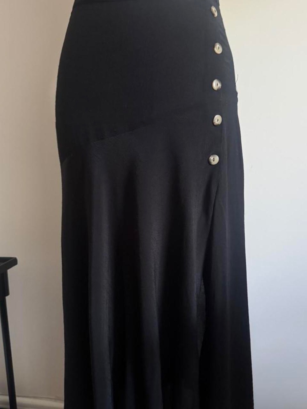Zara Black Midi Skirt (Side Slit)